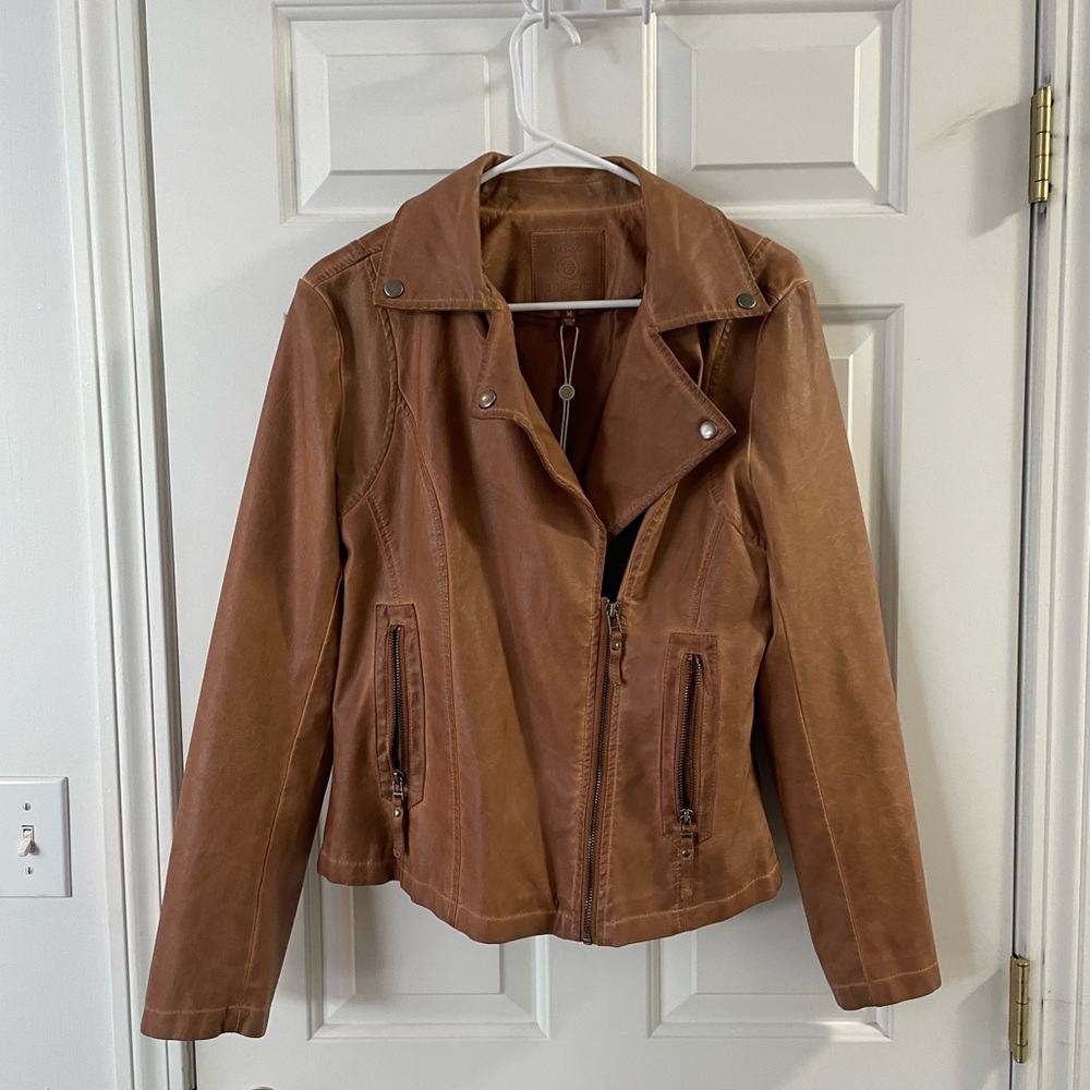 New max studio faux leather jacket
